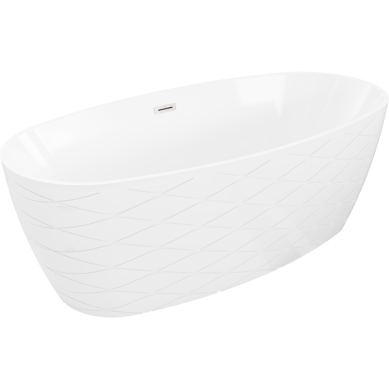 Mexen Olea freestanding tub pattern 170 x 80 cm, white, brushed nickel overflow - 52821708000-97