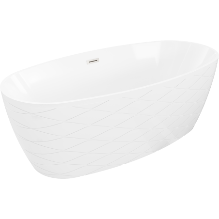 Mexen Olea freestanding tub pattern 170 x 80 cm, white, brushed nickel overflow - 52821708000-97