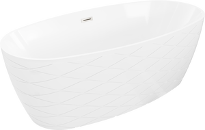 Mexen Olea freestanding tub pattern 170 x 80 cm, white, brushed nickel overflow - 52821708000-97