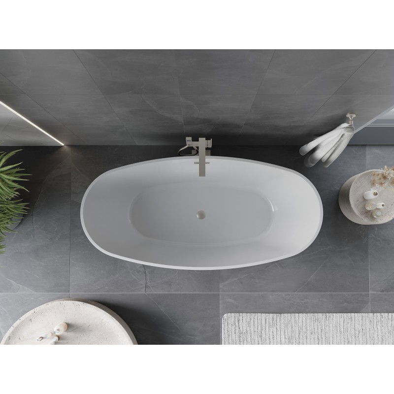 Mexen Olea free-standing bathtub pattern 170 x 80 cm, white, brushed nickel overflow - 52821708000-97