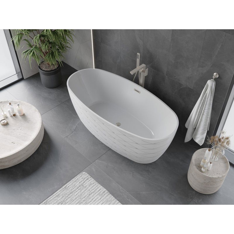Mexen Olea free-standing bathtub pattern 170 x 80 cm, white, brushed nickel overflow - 52821708000-97