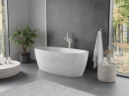 Mexen Olea freestanding tub pattern 170 x 80 cm, white, brushed nickel overflow - 52821708000-97