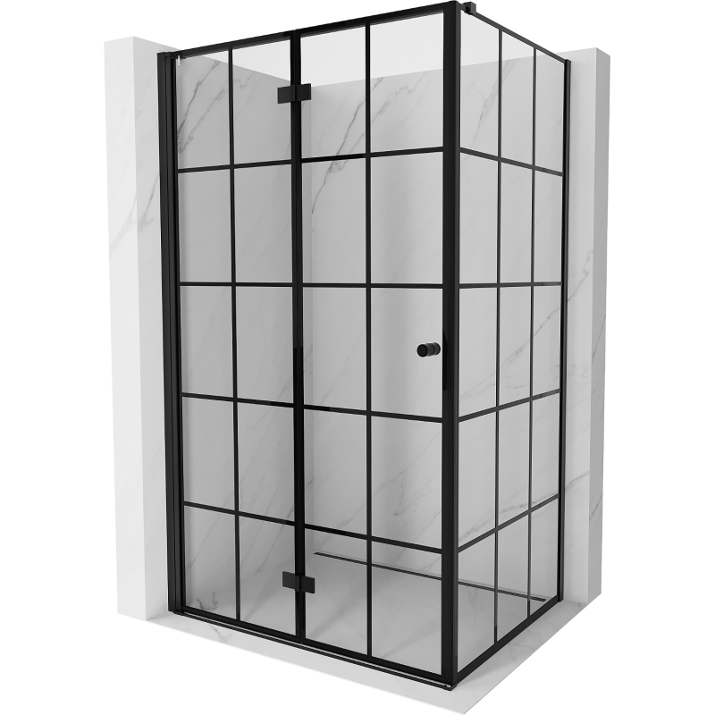 Mexen Mist-F T folding shower cabin left 70 x 75 cm, black grid, black - 8A6T-070-075-70-77-L