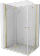 Mexen Mist-F Duo 80 x 100 cm Folding Shower Cabin, Transparent, Brushed Gold - 8A6-080L-100P-55-00
