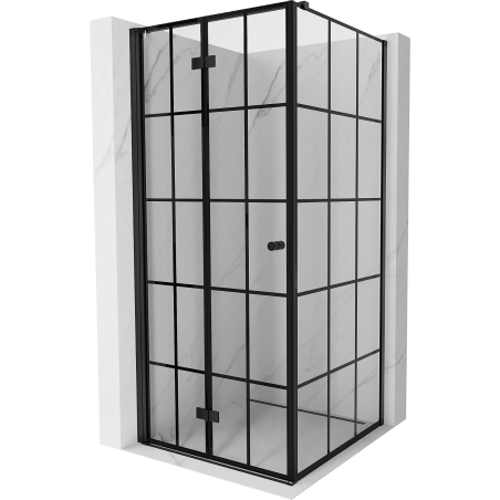 Mexen Mist-F folding shower cabin left 80 x 80 cm, black grid, black - 8A6T-080-080-70-77-L