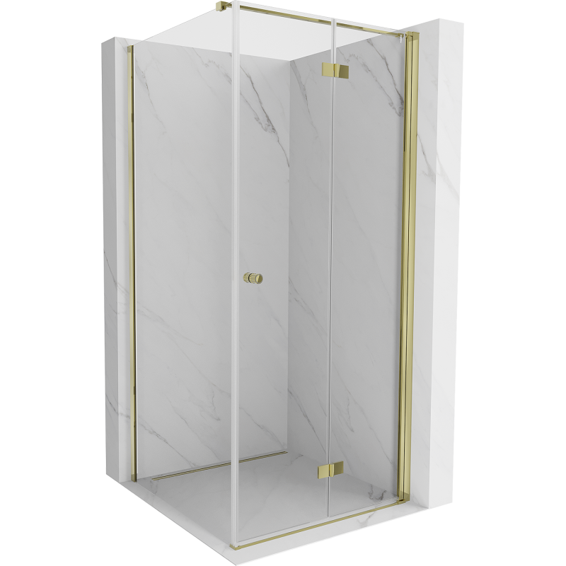 Mexen Mist-F folding shower enclosure right 70 x 70 cm, transparent, gold - 8A6T-070-070-50-00-P