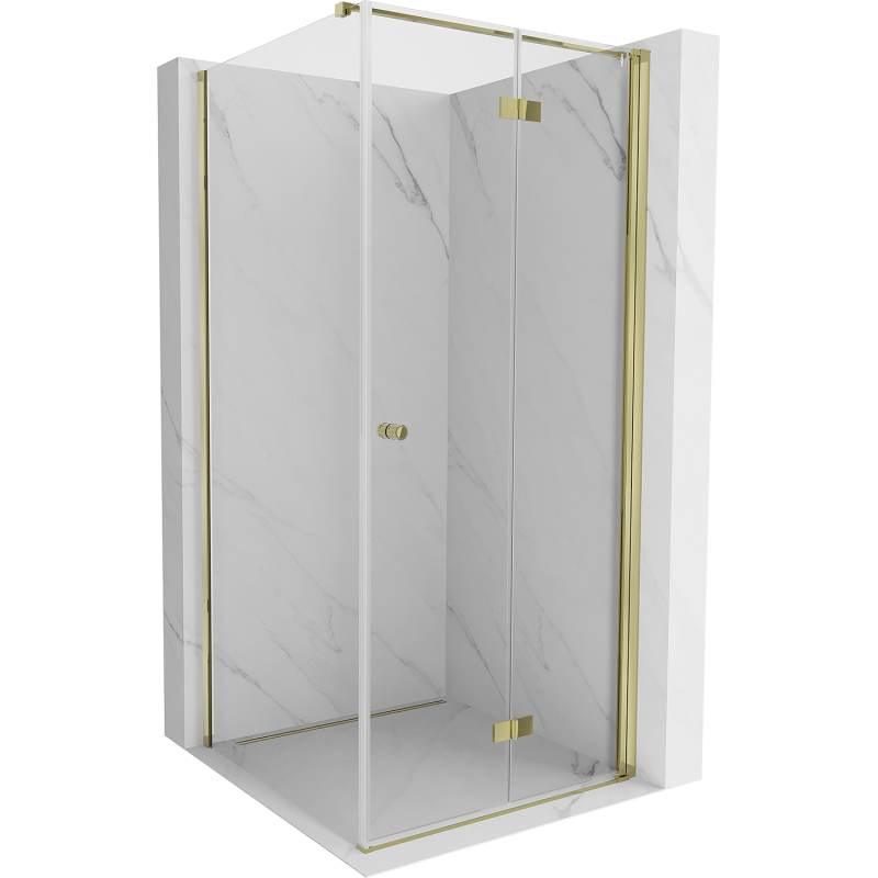 Mexen Mist-F folding shower cabin right 85 x 85 cm, transparent, gold - 8A6T-085-085-50-00-P
