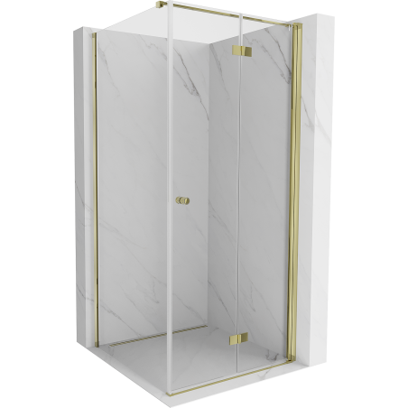 Mexen Mist-F folding shower enclosure right 100 x 100 cm, transparent, gold - 8A6T-100-100-50-00-P