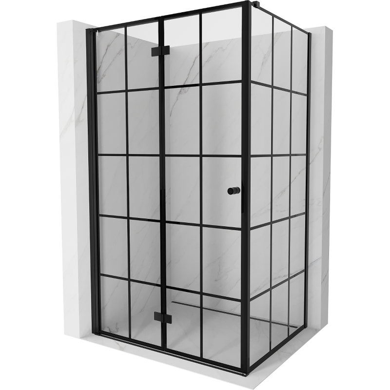 Mexen Mist-F foldable shower cabin left 80 x 95 cm, black grid, black - 8A6T-080-095-70-77-L