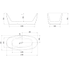 Mexen Olea freestanding bathtub pattern 170 x 80 cm, white/black, chrome overflow - 52821708075-01