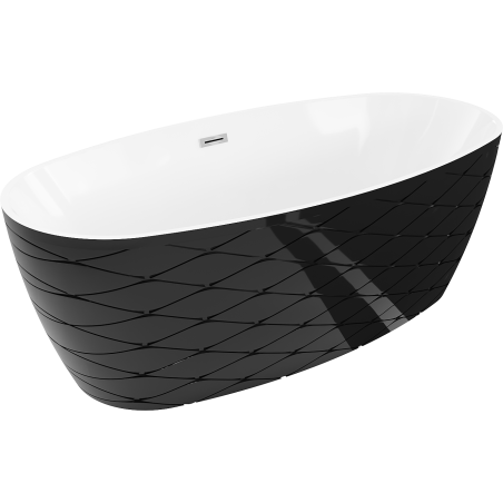 Mexen Olea free-standing bath model 170 x 80 cm, white/black, chrome overflow - 52821708075-01