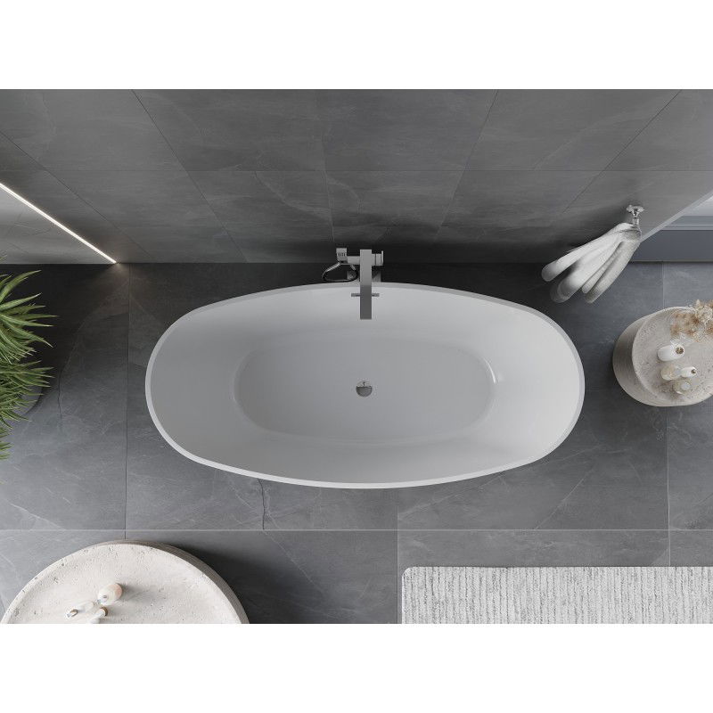 Mexen Olea free-standing bath model 170 x 80 cm, white/black, chrome overflow - 52821708075-01