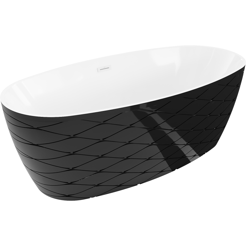 Mexen Olea freestanding bath pattern 170 x 80 cm, white/black, white overflow - 52821708075-20