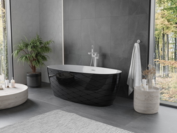 Mexen Olea freestanding bath pattern 170 x 80 cm, white/black, white overflow - 52821708075-20