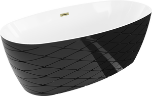 Mexen Olea freestanding bathtub pattern 170 x 80 cm, white/black, gold overflow - 52821708075-50