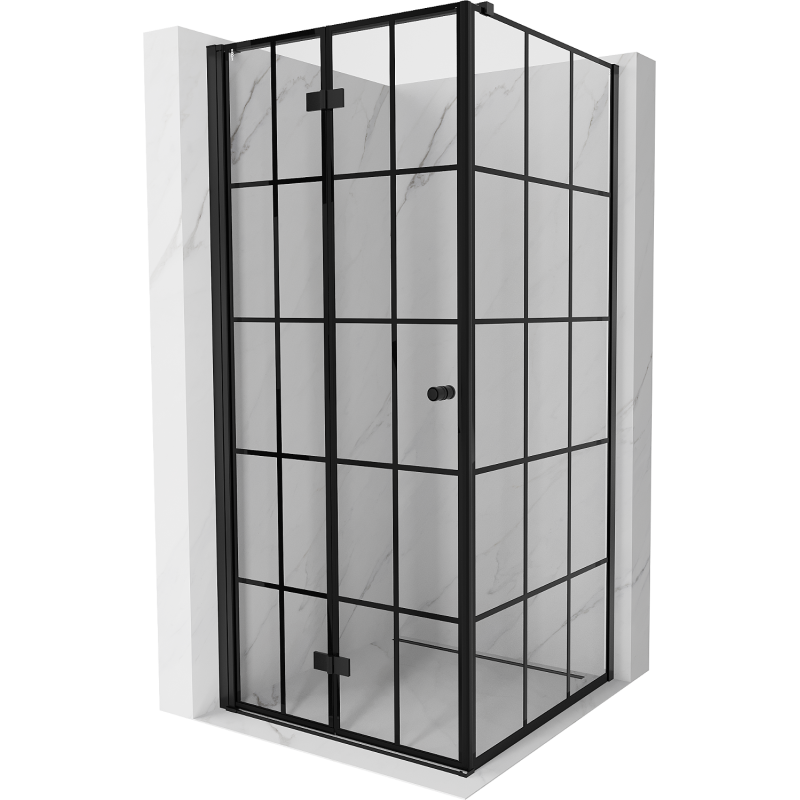Mexen Mist-F foldable shower cabin left 100 x 100 cm, black grid, black - 8A6T-100-100-70-77-L