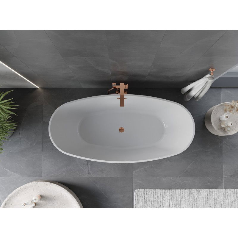 Mexen Olea freestanding bathtub pattern 170 x 80 cm, white/black, overflow rose gold - 52821708075-60