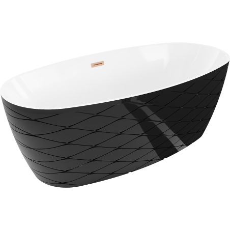 Mexen Olea freestanding bathtub pattern 170 x 80 cm, white/black, brushed copper overflow - 52821708075-65