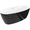Mexen Olea freestanding bath pattern 170 x 80 cm, white/black, brushed copper overflow - 52821708075-65