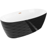 Mexen Olea freestanding bathtub pattern 170 x 80 cm, white/black, brushed copper overflow - 52821708075-65