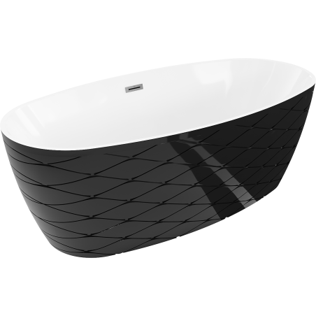 Mexen Olea freestanding bathtub model 170 x 80 cm, white/black, brushed gun gray overflow - 52821708075-66