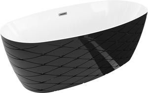 Mexen Olea freestanding bathtub model 170 x 80 cm, white/black, brushed gun gray overflow - 52821708075-66