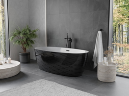 Mexen Olea freestanding bathtub design 170 x 80 cm, white/black, black overflow - 52821708075-70