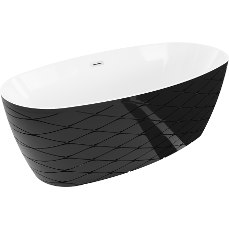 Mexen Olea freestanding bathtub pattern 170 x 80 cm, white/black, brushed nickel overflow - 52821708075-97
