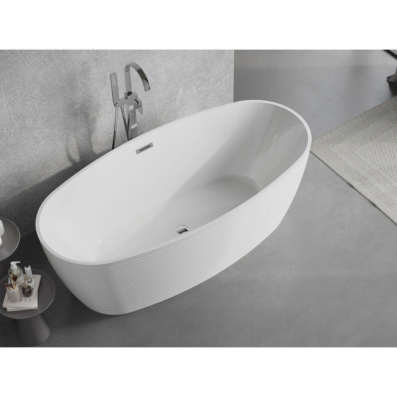 Mexen Lira Freestanding Bathtub Pattern 170 x 80 cm, White, Chrome Overflow - 52831708000-01