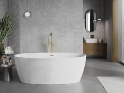 Mexen Lira free-standing bath pattern 170 x 80 cm, white, overflow gold - 52831708000-50