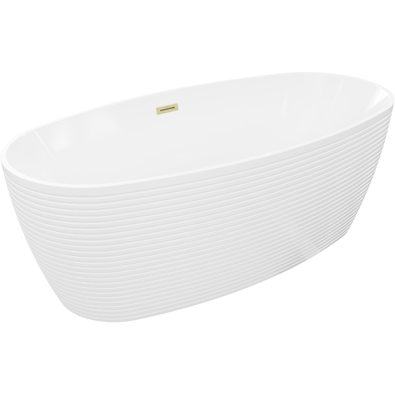 Mexen Lira free-standing bath model 170 x 80 cm, white, brushed gold overflow - 52831708000-55