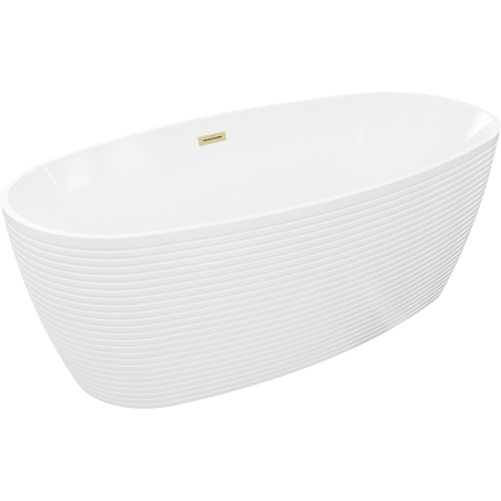 Mexen Lira free-standing bath model 170 x 80 cm, white, brushed gold overflow - 52831708000-55
