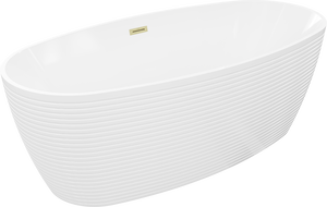 Mexen Lira freestanding bathtub pattern 170 x 80 cm, white, brushed gold overflow - 52831708000-55