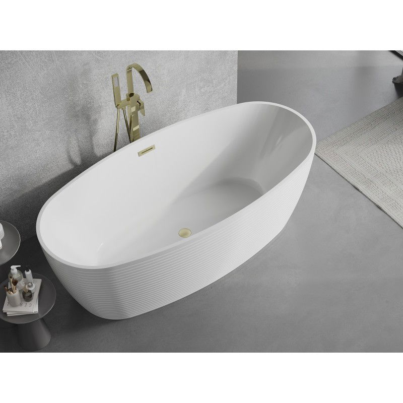 Mexen Lira free-standing bath model 170 x 80 cm, white, brushed gold overflow - 52831708000-55
