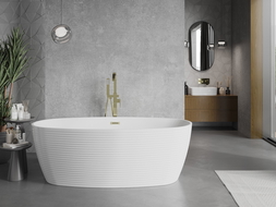 Mexen Lira free-standing bath model 170 x 80 cm, white, brushed gold overflow - 52831708000-55