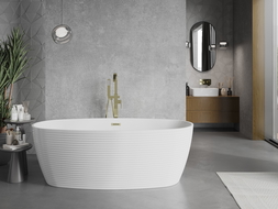 Mexen Lira freestanding bathtub pattern 170 x 80 cm, white, brushed gold overflow - 52831708000-55