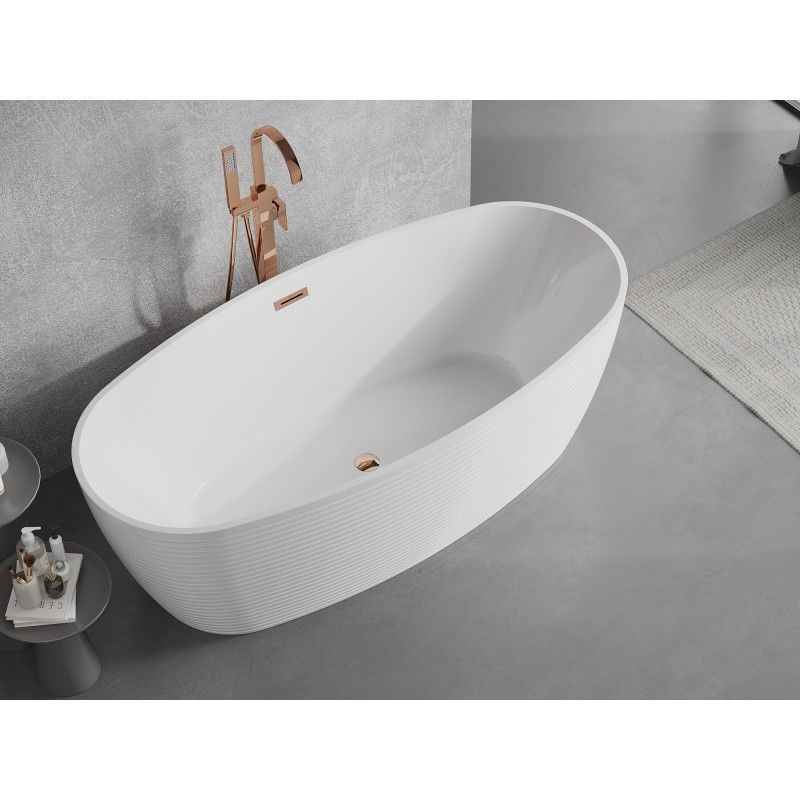 Mexen Lira freestanding bath pattern 170 x 80 cm, white, rose gold overflow - 52831708000-60