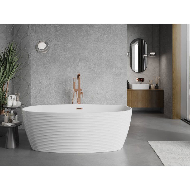 Mexen Lira freestanding bath pattern 170 x 80 cm, white, rose gold overflow - 52831708000-60