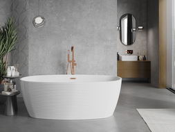 Mexen Lira freestanding bathtub pattern 170 x 80 cm, white, overflow rose gold - 52831708000-60