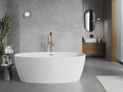 Mexen Lira freestanding bath pattern 170 x 80 cm, white, brushed copper overflow - 52831708000-65