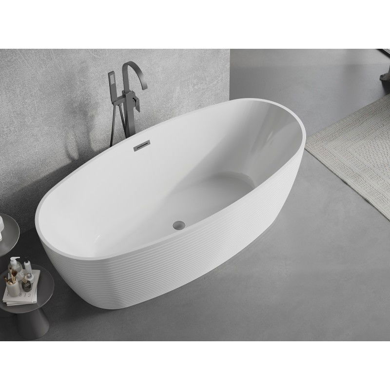 Mexen Lira freestanding bath pattern 170 x 80 cm, white, gun gray brushed overflow - 52831708000-66
