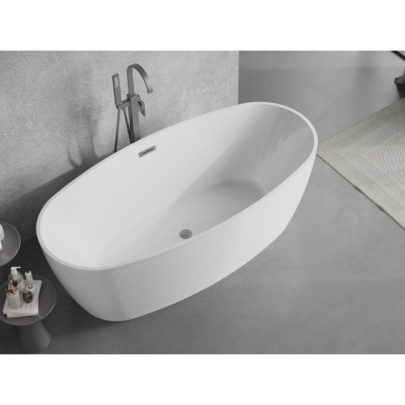 Mexen Lira freestanding bath pattern 170 x 80 cm, white, gun metal overflow - 52831708000-95