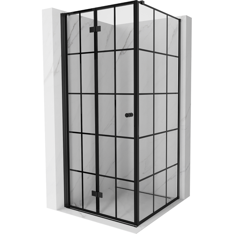 Mexen Mist-F folding shower cabin left 110 x 110 cm, black grid, black - 8A6T-110-110-70-77-L