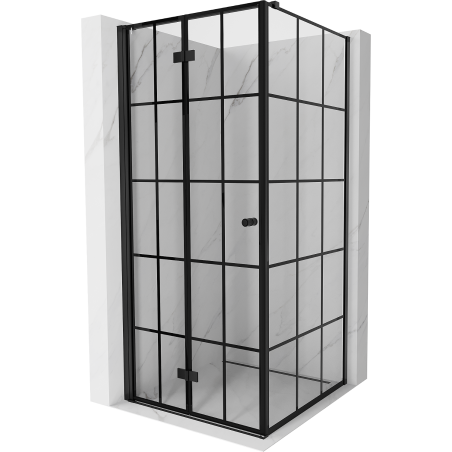 Mexen Mist-F folding shower cabin left 110 x 110 cm, black grid, black - 8A6T-110-110-70-77-L