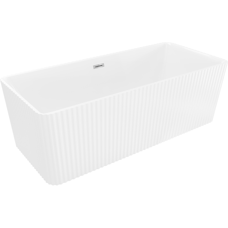 Mexen Nila freestanding ribbed bathtub 170 x 75 cm, white, chrome overflow - 52841708000-01