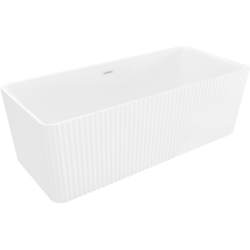 Mexen Nila freestanding fluted bathtub 170 x 75 cm, white, white overflow - 52841708000-20