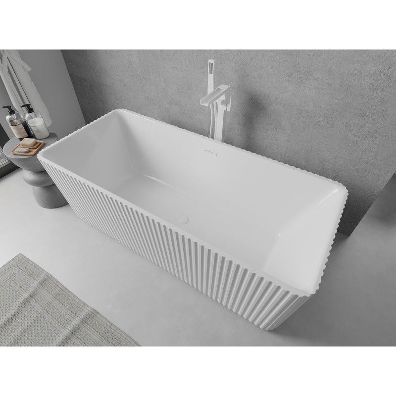 Mexen Nila free-standing ribbed bath 170 x 75 cm, white, white overflow - 52841708000-20