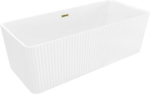 Mexen Nila free-standing fluted bath 170 x 75 cm, white, overflow gold - 52841708000-50