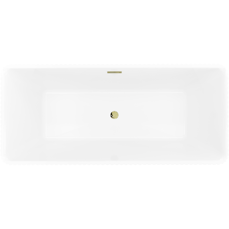 Mexen Nila free-standing fluted bath 170 x 75 cm, white, overflow gold - 52841708000-50