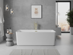 Mexen Nila free-standing fluted bath 170 x 75 cm, white, overflow gold - 52841708000-50